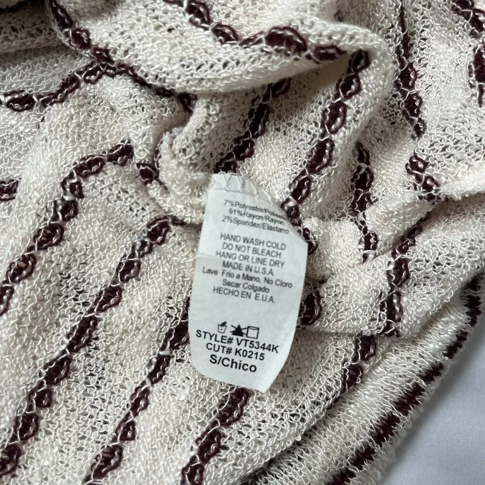 Pinkblush Maternity Sweater Womens S Cream Maroon Stripe Open Knit Lightweight